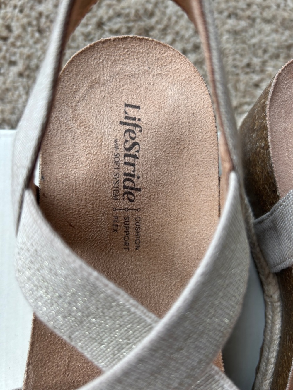 Life Stride Women's Neutral Tan Crisscross Slingback Sandals - Picture 3 of 7